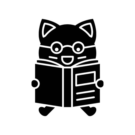 Cute Cat avatar vector illustration, solid style iconのイラスト素材