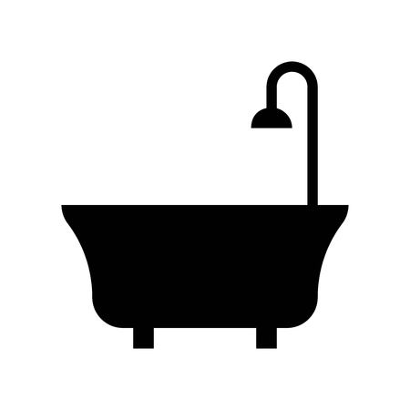 Bathtub vector illustration, Hygiene solid design iconのイラスト素材