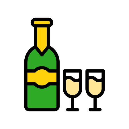 Alcoholic drink vector, Beverage filled style icon editable strokeのイラスト素材