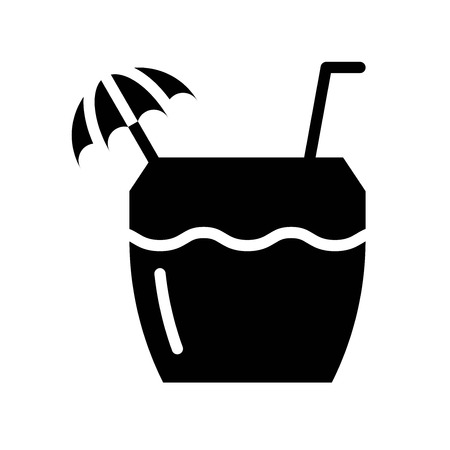 Coconut water vector illustration, Beverage solid design iconのイラスト素材