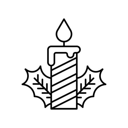 Christmas candle vector, Christmas day related line iconのイラスト素材