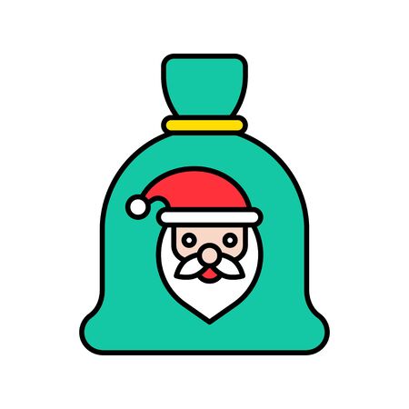 Santa claus gift bag vector, Christmas day related filled iconのイラスト素材