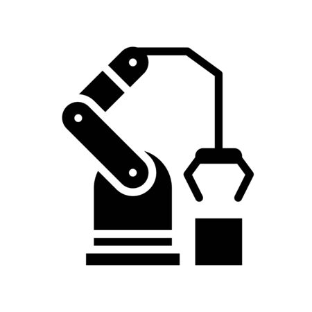 Robotic arm manufacturing vector, Robotics related solid style iconのイラスト素材
