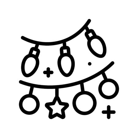 Christmas lights line design icon, vector illustrationのイラスト素材