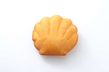 madeleine cake cookie isolated on white backgroundの写真素材