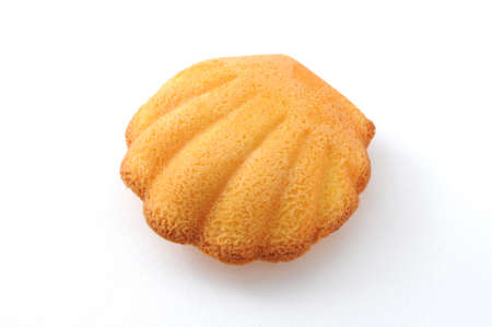 madeleine cake cookie isolated on white backgroundの写真素材