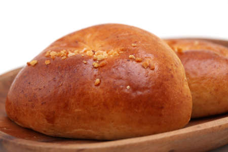 2 cream breads pain a la creme on plate on white background