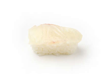 sushi of red snapper isolated on white backgroundの写真素材