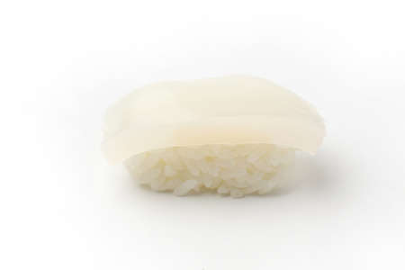 sushi of squid isolated on white backgroundの写真素材