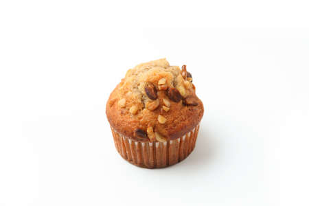 nuts cupcake muffin isolated on white backgroundの写真素材