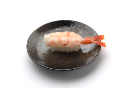 sushi of raw shrimp isolated on white backgroundの写真素材