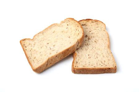 toasted slices of Bread with walnuts isolated on white background