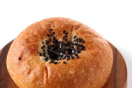 round bread sweet red bean bun isolated on white backgroundの写真素材