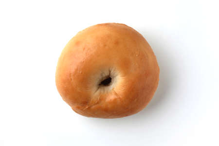 plain bagel bread closeup isolated on white backgroundの写真素材