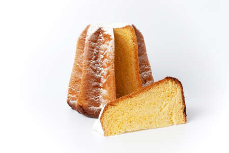 pandoro italian sponge cake for Christmas isolated on white backgroundの写真素材