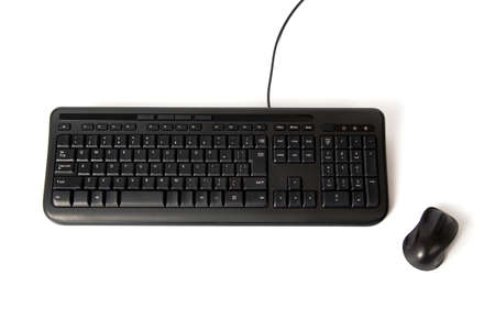 black keyboard and mouse isolated on white background