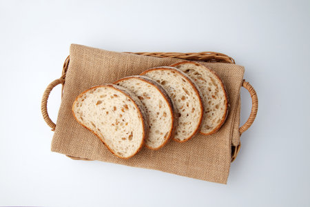 sliced rye bread isolated on white background