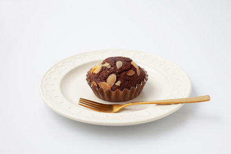 chocolate muffin isolated on white background