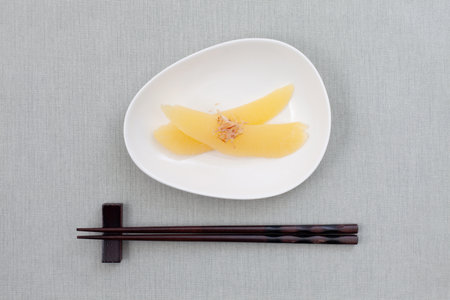 salted herring roe isolated on tableの写真素材