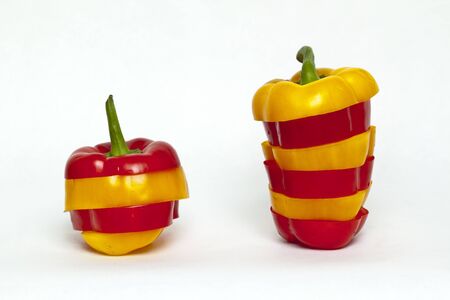 bell pepper cut stacked Twoの写真素材