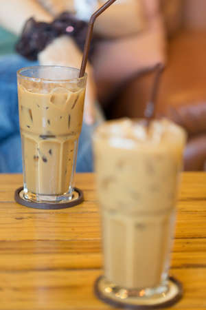 Ice coffee selective focused.の写真素材