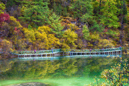 Bridge and Reflect from Yading National Reserveの写真素材