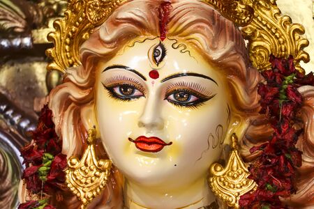 Beautiful Goddess Durga With Three Eyes.