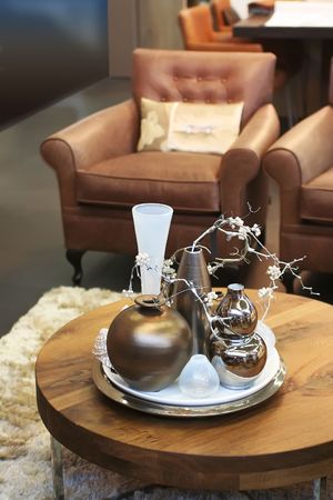 interior of living-room with vases compositionの写真素材