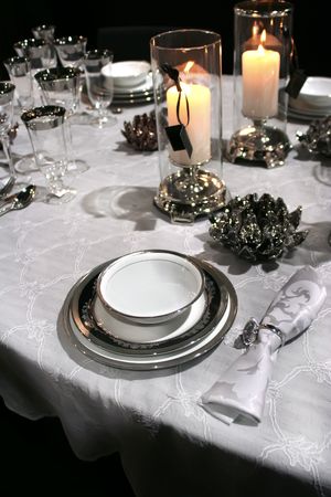 holiday set in decorative classic style and candlesの写真素材