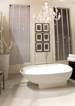 design of elegant white bath room の写真素材