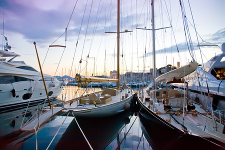 sunset in Cannes by evening waterの写真素材