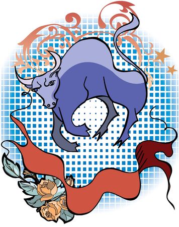 Taurus sign in tattoo styleのイラスト素材