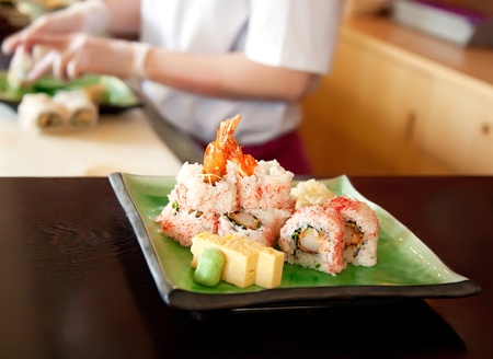 making in restaurant kitchen a Japanese foodの写真素材