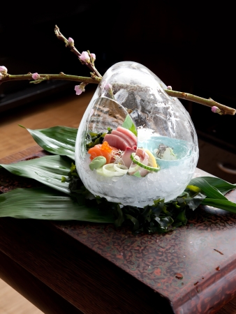 japans  food in ice form with sacuraの写真素材