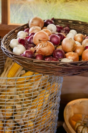 harvest vegetables in basketsの写真素材