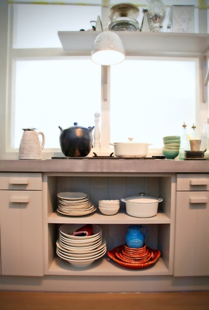 home window in kitchen interiiorの写真素材