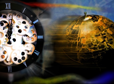 illustration of time and globalizationの写真素材
