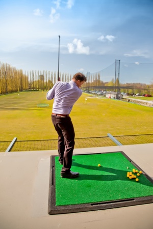 player by golf training for beginnersの写真素材