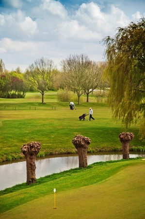 spring by golf club fieldの写真素材