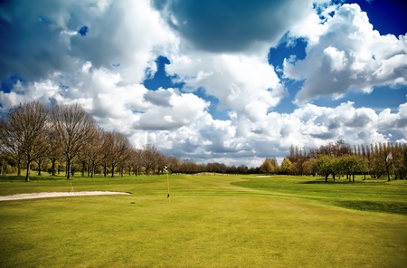spring by golf club fieldの写真素材
