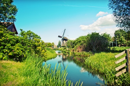 old dutch village in country sideの写真素材