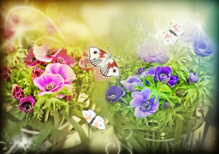 decorative spring background of flowersの写真素材
