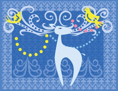 winter card with reindeerのイラスト素材