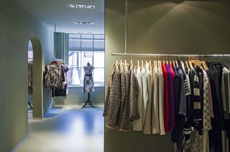 detail of fashion shop with clothesの写真素材