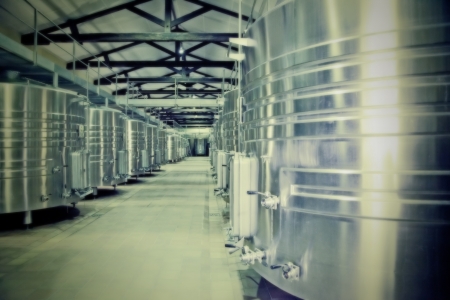 winery distillation space in wine factoryの写真素材