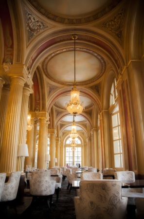 classic interior with golden columnsの写真素材