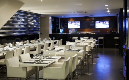 modern interior in wine restaurantの写真素材
