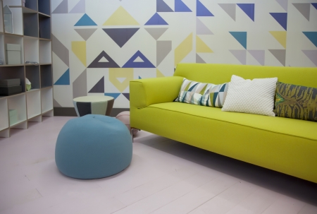 detail of home interior with stylish sofaの写真素材