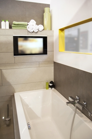 interior of modern bath room with tvの写真素材