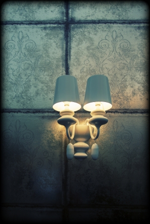 stylish wall paper and interior lightの写真素材